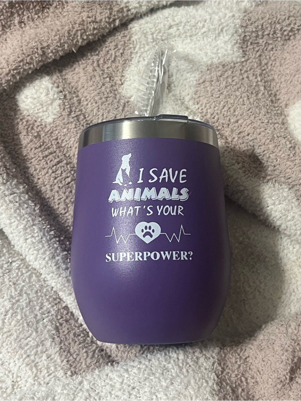 Purple 'I Save Animals' Insulated Tumbler - Pet Lover Travel Cup